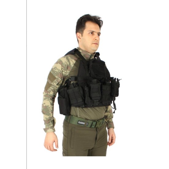 Siyah TactiKal Balistik Plaka Takılabilir Hücum Yeleği