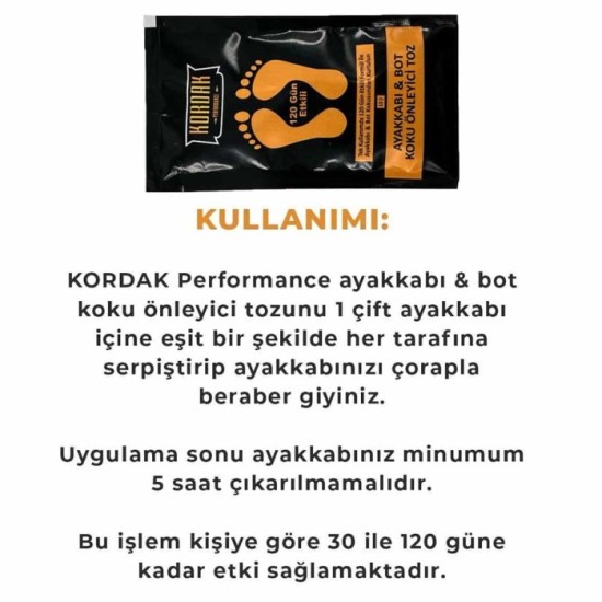 KORDAK PERFORMANCE AYAKKABI BOT KOKU GİDERİCİ TOZ